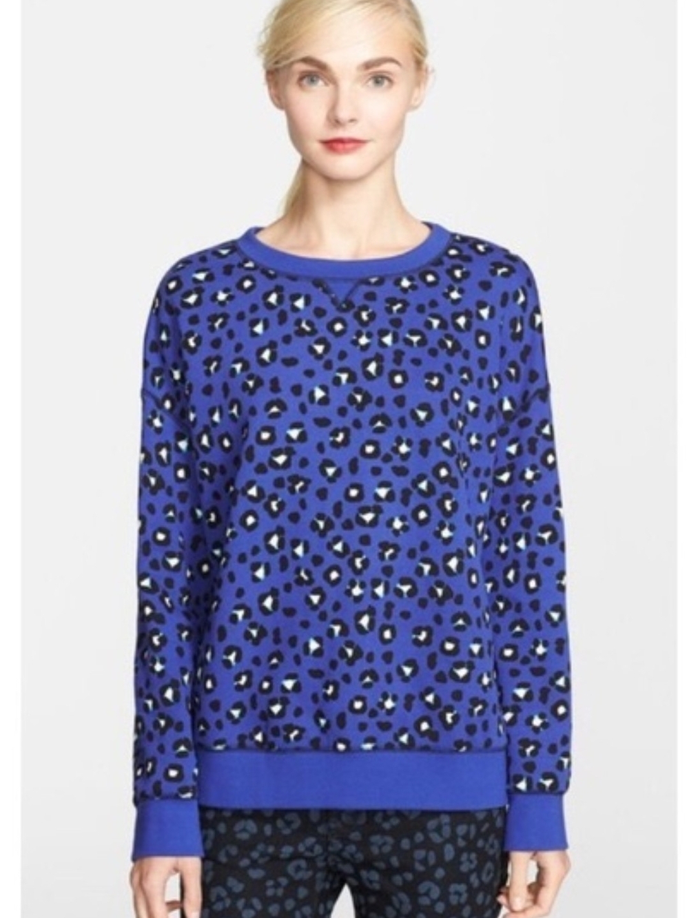 Kate Spade Cotton Cheetah Sweatshirt Crewneck Sz L 12